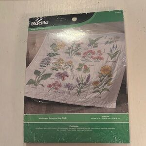 NWT Bucilla Stamped Cross-Stitch Kit with Colorful Wildflowers